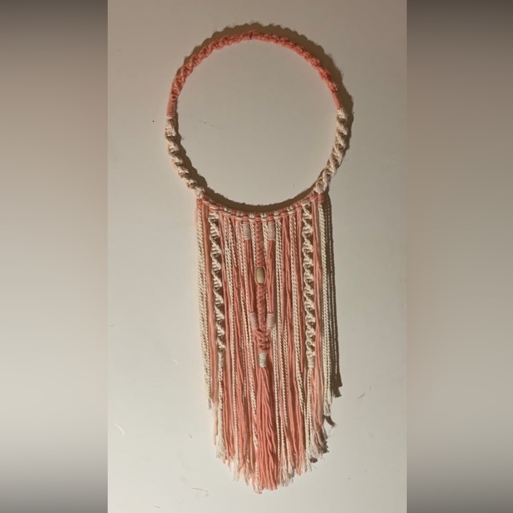 Beautiful boho cream and peach macrame wall hanging
